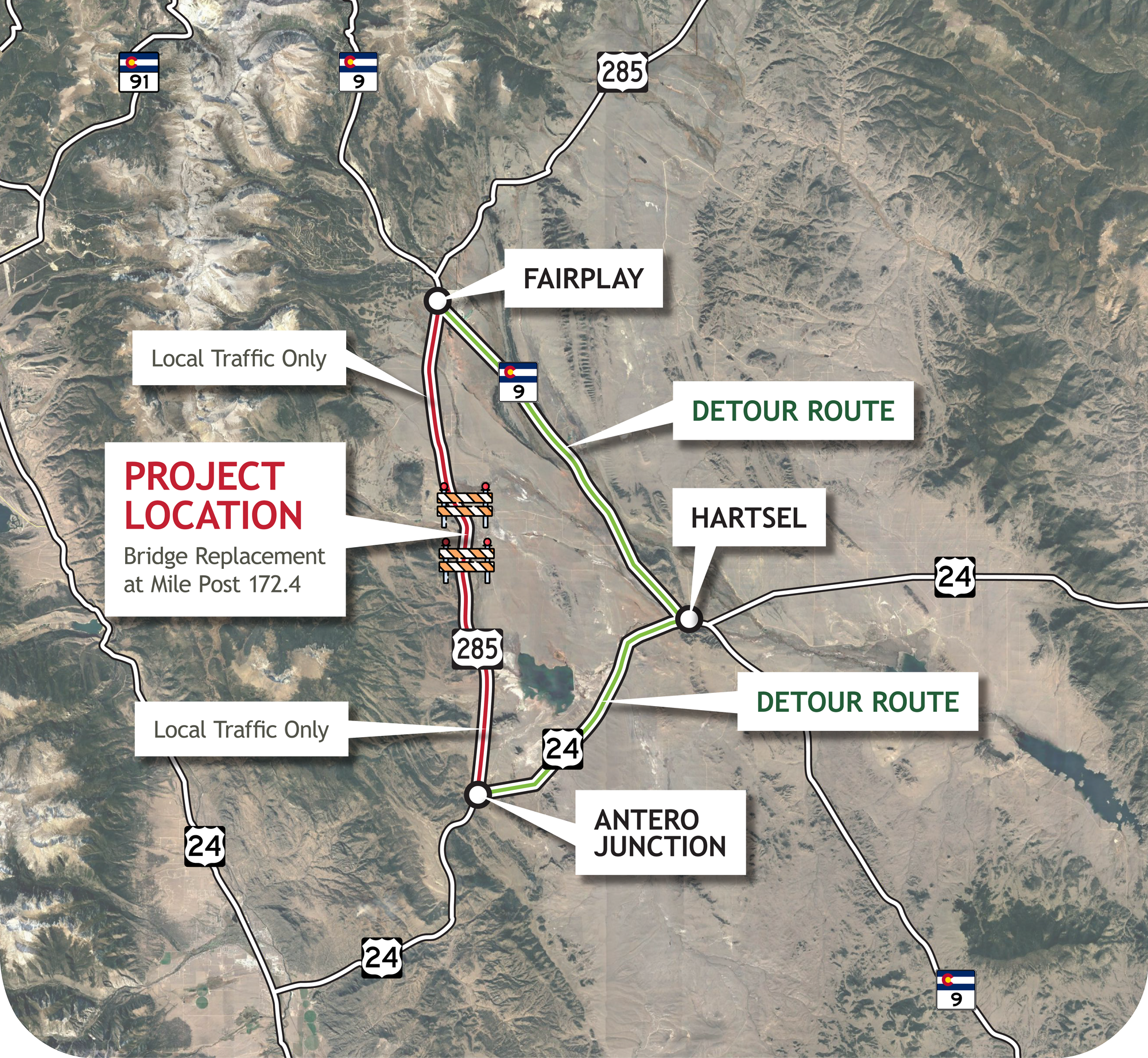 Mapshowing the project location and detour